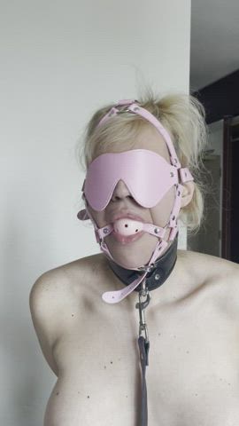 big tits blindfolded bondage chastity sissy slut gif