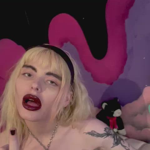 Blonde Goth Scandinavian Tongue Fetish gif