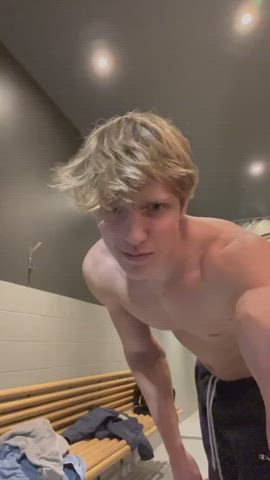 blonde boyfriend muscles gif