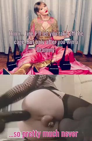 babecock caption chastity sissy taylor swift trans gif