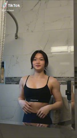 Asian Fitness Muscular Girl TikTok gif