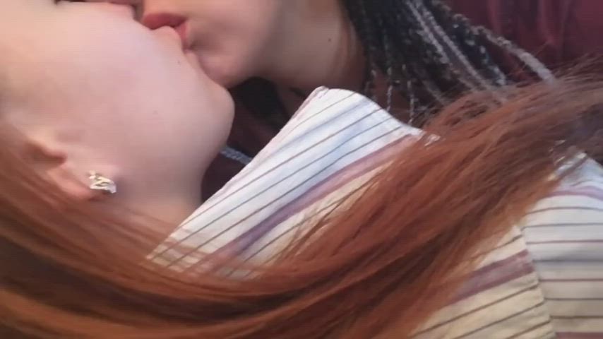 girlfriends kissing lesbians redhead sensual gif