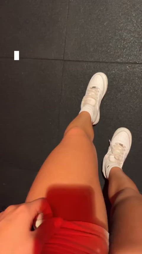 amateur fit fitness public shorts solo thick thighs gif