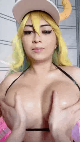 Big Tits Blonde Cosplay Cute Groping gif