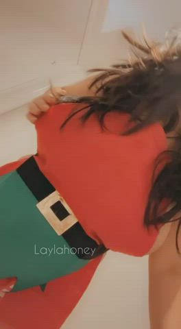 big tits brunette elf long hair natural tits solo gif