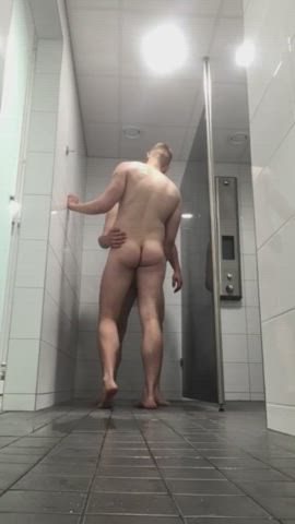 anal blowjob gay public shower standing doggy gif