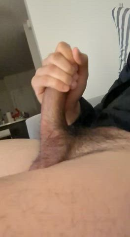 Stroking my fat Asian cock