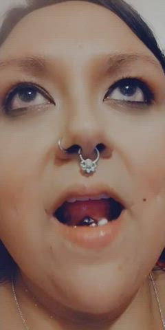 ahegao brown eyes latina lips pierced tongue fetish gif
