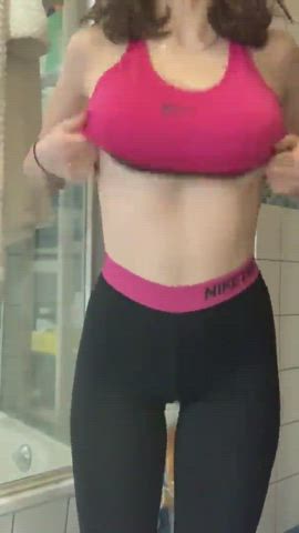 gym homemade petite tiny tit worship tits titty drop titty fuck undressing gif