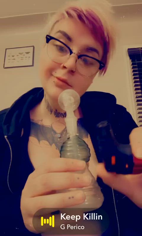 amateur big tits chubby glasses nsfw pierced smoking tattooed thick gif