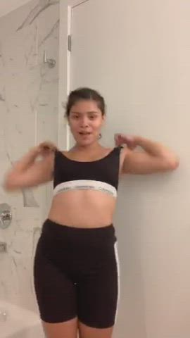 Energetic girl flashing big ass and underboob