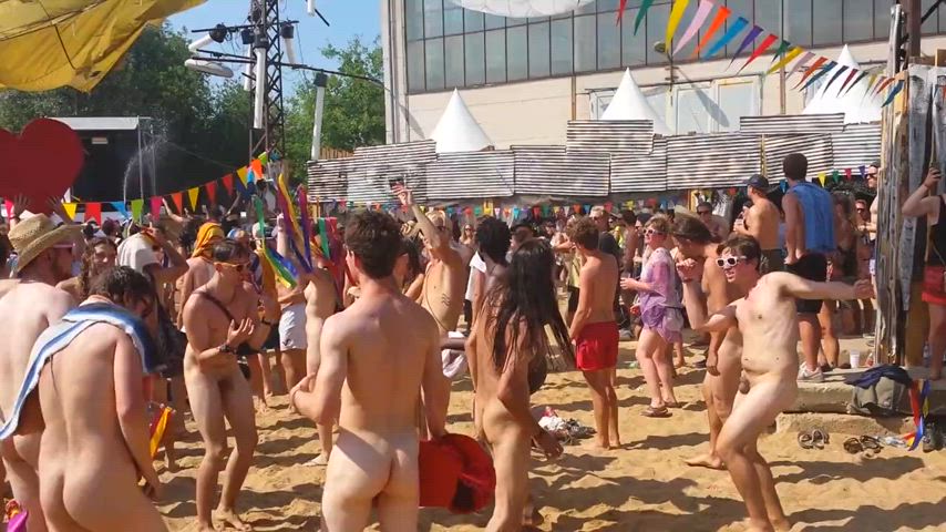 amateur festival friends nudist outdoor party public r/caughtpublic gif