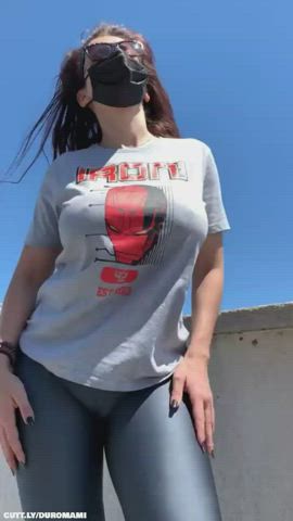 Amateur Big Tits Boobs Flashing Hotwife MILF Public Tits gif