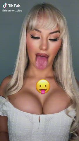 Blue Eyes Cleavage TikTok Tits Tongue Fetish gif