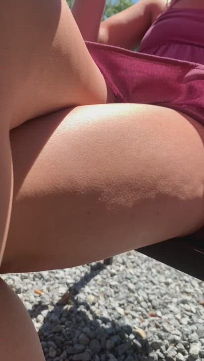 My wife showing off what’s under her sundress at lunch