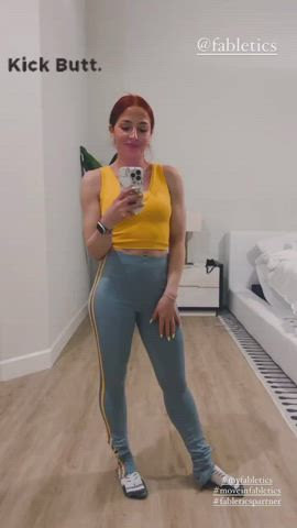 abs redhead small tits yoga pants gif