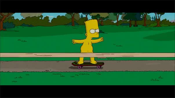 The simpsons bart skate boarding naked