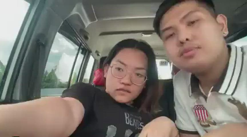amateur asian car car sex couple fingering licking gif
