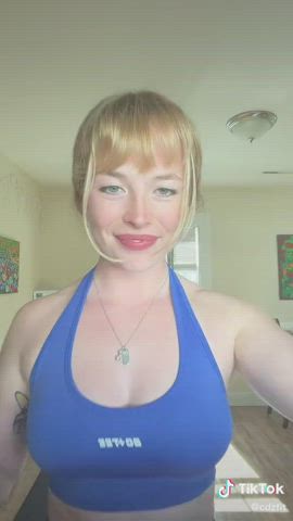 Blonde Fitness Muscular Girl TikTok gif