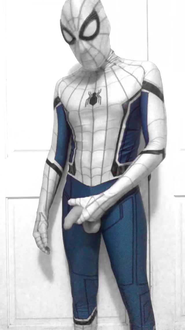 Got a soft cock in my spidey suit ??