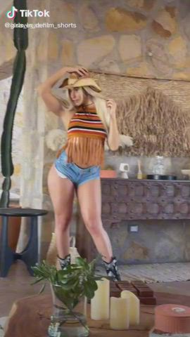 Ass Blonde Cowgirl Shorts Thick TikTok gif