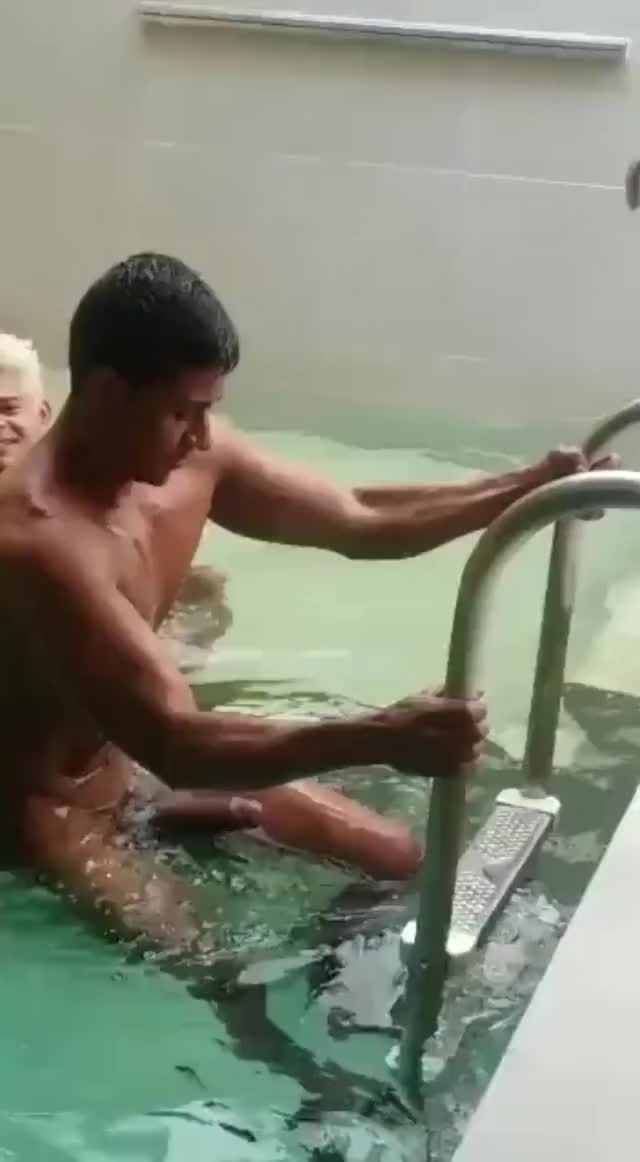 Hard dick in the pool