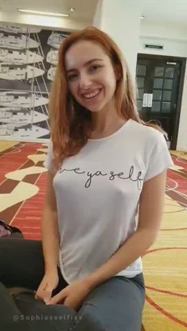 girls redhead tits gif