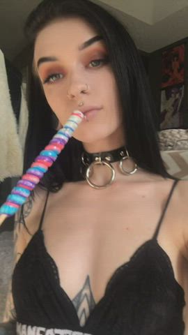 goth licking long tongue tattoo tongue fetish gif