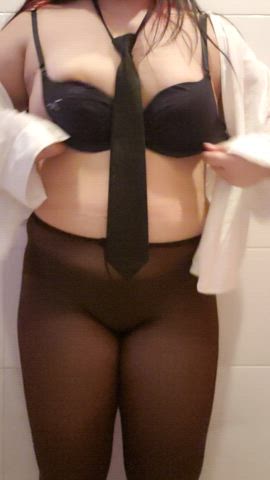 secretary stockings tits titty drop gif