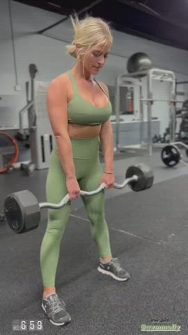 Blonde Boobs Workout gif