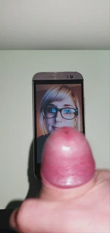 amateur babecock cum cumshot cute glasses homemade tribute gif