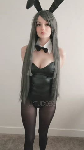 Bunny Cosplay Titty Drop gif