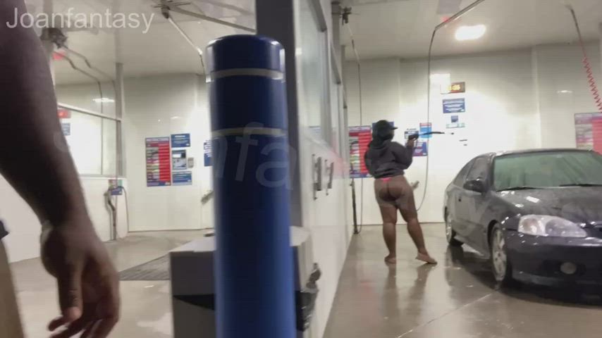 Bottomless at a car wash