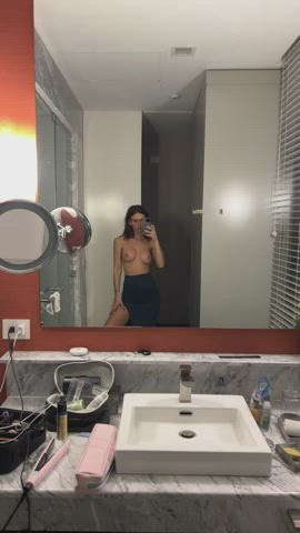 cum on tits mirror onlyfans teasing tits gif