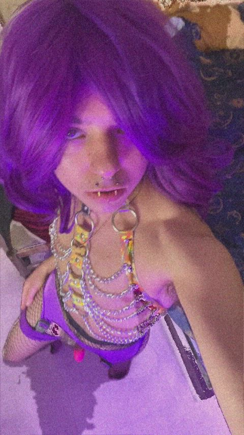 cute ftm femboy hairy nude onlyfans purple bitch purple hair solo cuntboys gif