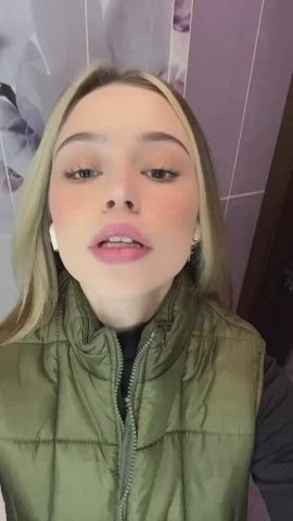 amateur blonde clothed cute long tongue tiktok tongue fetish gif