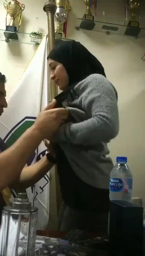 Real hijabi getting naughty at work