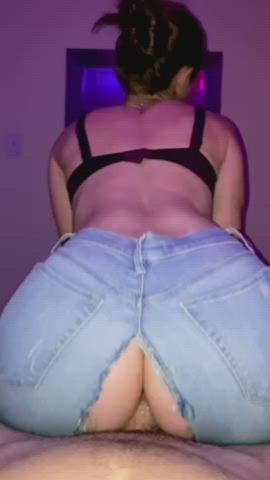 Amateur BWC Big Dick Booty Homemade Jeans POV Riding Teen gif