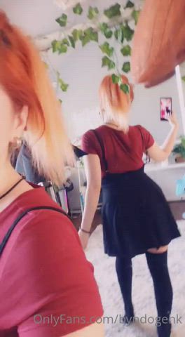 Redhead Skirt Upskirt gif