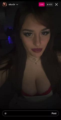 big tits brunette flashing nipslip gif