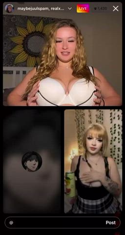 big tits blonde flashing friends nipple piercing gif
