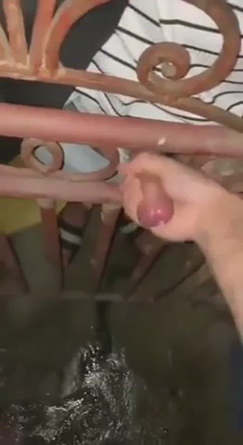 amateur cumshot handjob outdoor gif