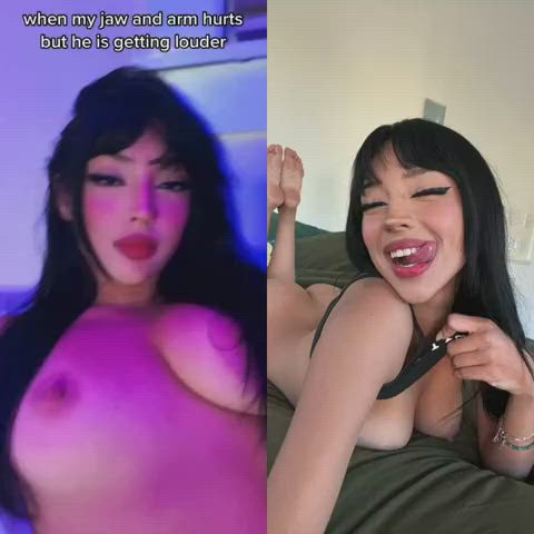 big tits huge tits natural tits nipples nude teen thick tiktok tits gif