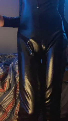 catsuit femboy leather nsfw trans trans woman vibrator gif