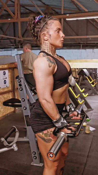 Bodybuilder Muscular Girl Tattoo gif