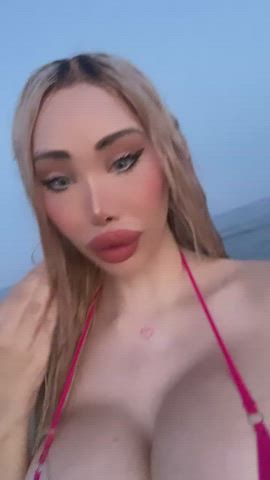 beach big tits bikini blonde body fake tits huge tits milf micro bikini gif