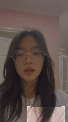 18 years old asian cute filipina glasses pinay selfie teen tongue fetish gif