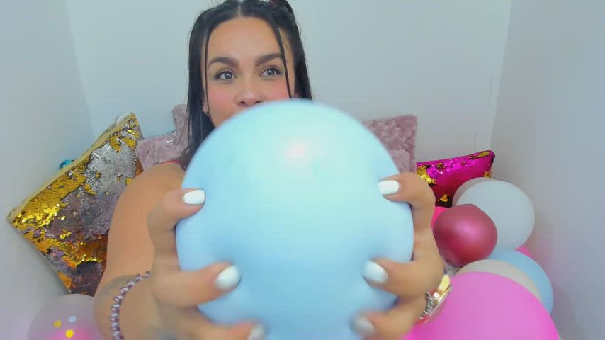 bbw balloons cam camgirl fetish nails smile webcam gif