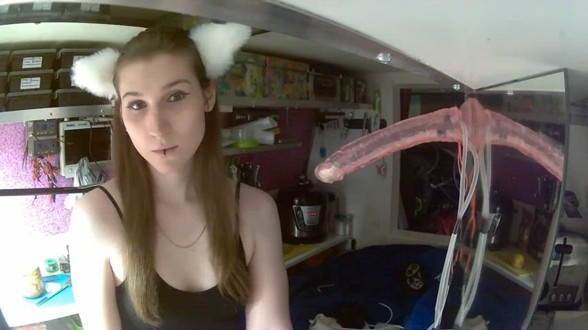 bizarre bunny deepthroat dildo gif