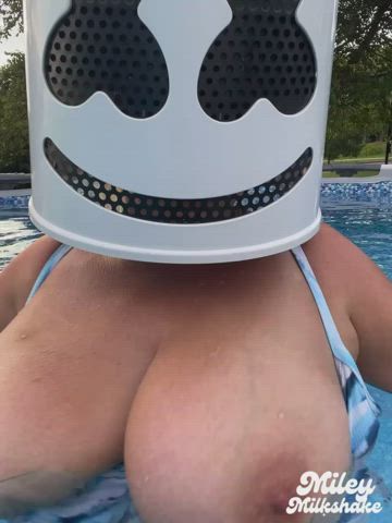 big tits boobs bouncing tits nipples pool swimsuit underwater milf gif